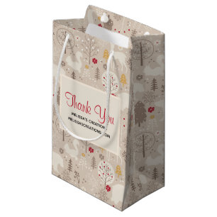 Bolsa De Regalo Pequeña Cute Woodland Animals Nordic Pattern Gracias