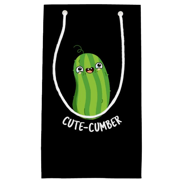 Bolsa De Regalo Pequeña Cutecumber Funny Cucumber Pun Dark BG (Anverso)