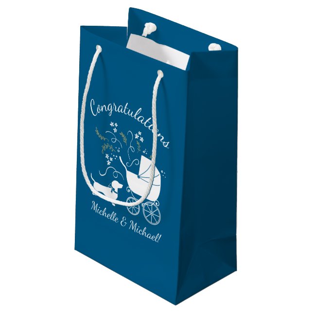 Bolsa De Regalo Pequeña Dachshund Wiener Dog Baby Shower Blue Boy (Angulo reverso)