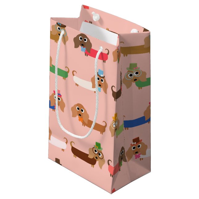 Bolsa De Regalo Pequeña Dachshunds en rosa (Angulo Anverso)