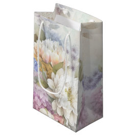 Bolsa De Regalo Pequeña Dahlia Blanca con Acentos Púrpura y Azul