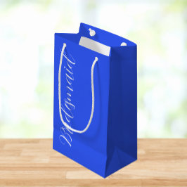Bolsa De Regalo Pequeña Dama de Honor Azul Real con Letra Estilizada para