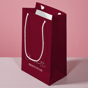 Bolsa De Regalo Pequeña Dama de honor Burgundy de guión minimalista