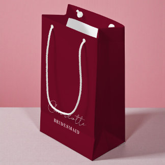 Bolsa De Regalo Pequeña Dama de honor | Burgundy de guión minimalista