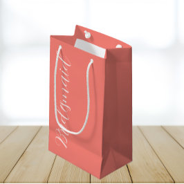 Bolsa De Regalo Pequeña Dama de Honor Coral con Letra Estilizada