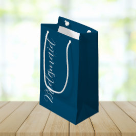 Bolsa De Regalo Pequeña Dama de honor de boda azul turquesa con letra esti