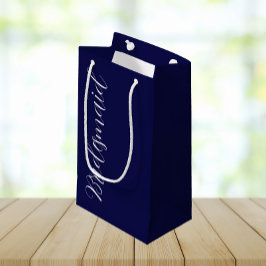 Bolsa De Regalo Pequeña Dama de honor de boda con letra estilizada azul ma