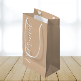 Bolsa De Regalo Pequeña Dama de honor de boda con letra estilizada beige