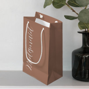 Bolsa De Regalo Pequeña Dama de honor de boda con letra estilizada Mocha