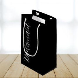 Bolsa De Regalo Pequeña Dama de honor de boda con letra estilizada negra