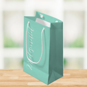 Bolsa De Regalo Pequeña Dama de Honor de Boda con Letra Estilizada Seafoam