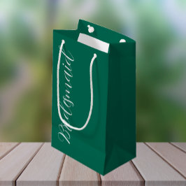 Bolsa De Regalo Pequeña Dama de Honor de Boda en Verde Esmeralda con Letra