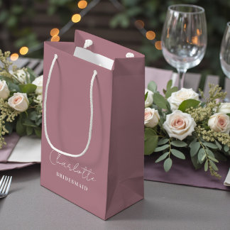 Bolsa De Regalo Pequeña Dama de honor minimalista en letra script | Rosa p