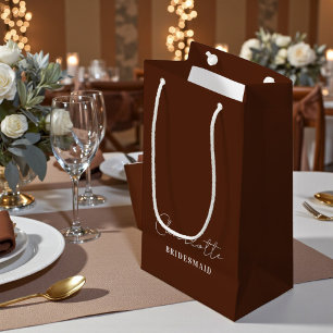 Bolsa De Regalo Pequeña Dama de honor Minimalista Script Marrón