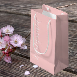 Bolsa De Regalo Pequeña Dama de Honor Rosa Desvanecido Escritura Estilizad