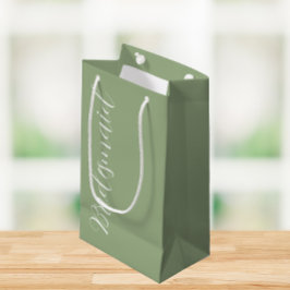 Bolsa De Regalo Pequeña Dama de Honor Verde Salvia Escritura Estilizada Bo