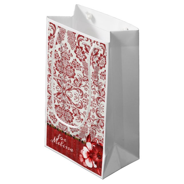 Bolsa De Regalo Pequeña Damasco rojo (Angulo Anverso)