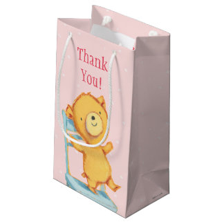 Bolsa De Regalo Pequeña Danzas y juegos amarillos del oso en silla
