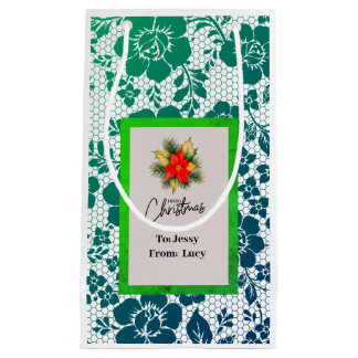 Bolsa De Regalo Pequeña dark green lace in elegant antique style