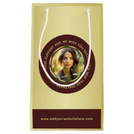 Bolsa De Regalo Pequeña Dark-red gold design,Logo or Photo in gold circle,