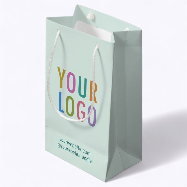 Bolsa de regalo pequeña de 8.5 pulgadas Logo de ne (MISOOK 5 x 3 x 8.5 inch Mint Green Small Gift Bag with Logo)