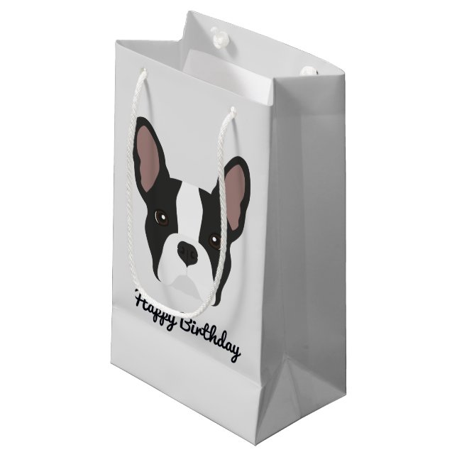 Bolsa de regalo pequeña de Bulldog blanco y negro  (Angulo Anverso)