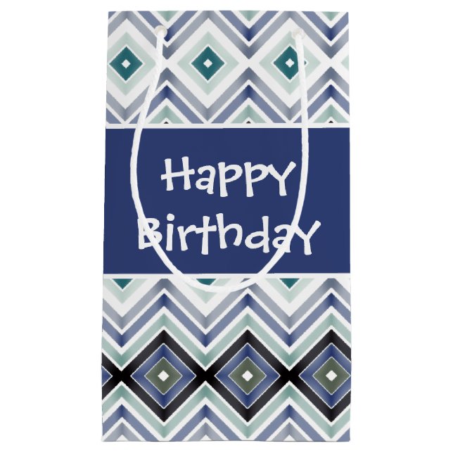 Bolsa de regalo pequeña de cumpleaños feliz azul (Anverso)