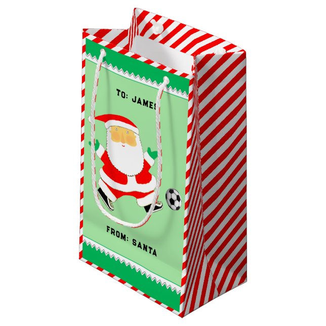 Bolsa de regalo pequeña de fútbol Navidad (Angulo Anverso)