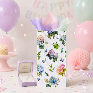 Bolsa de regalo pequeña de hortensia azul rosa ele