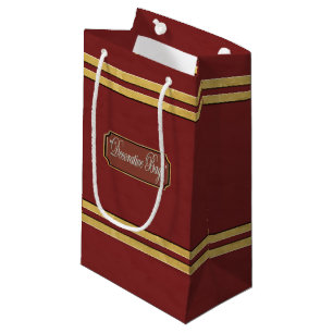 Bolsa de regalo pequeña de las líneas de oro roj