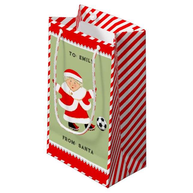 Bolsa de regalo pequeña de Navidad de fútbol (Angulo Anverso)