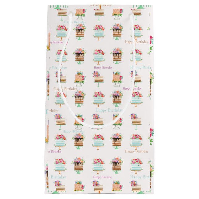 Bolsa de regalo pequeña de pasteles florales de cu (Anverso)
