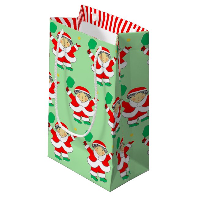 Bolsa de regalo pequeña de Pickleball Navidad (Angulo Anverso)