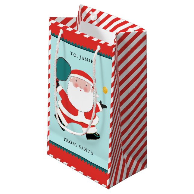 Bolsa de regalo pequeña de Pickleball Navidad (Angulo Anverso)