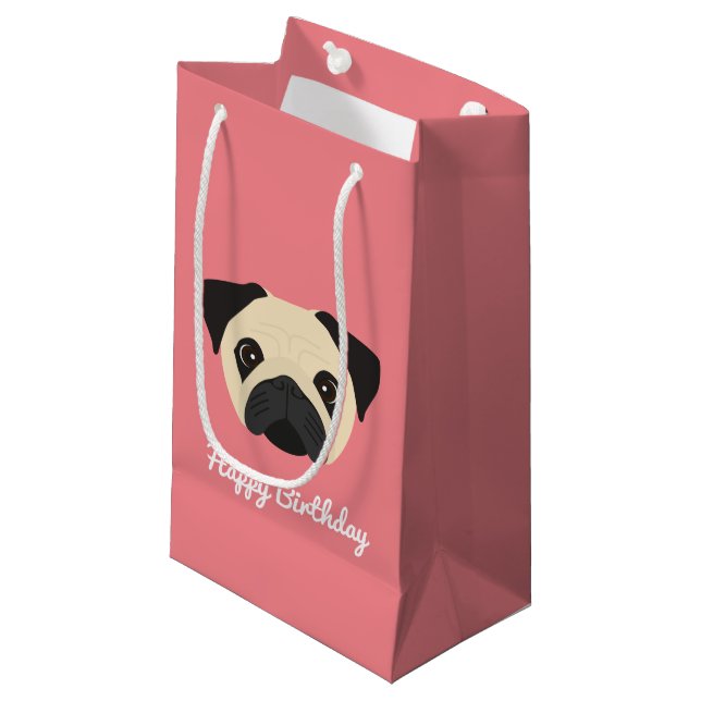 Bolsa de regalo pequeña de pug de cute (Angulo Anverso)