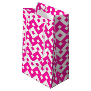 Bolsa de regalo pequeña de zigzags rosados y blanc