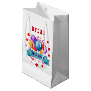 Bolsa De Regalo Pequeña décimotercero Globos del cumpleaños y estrellas