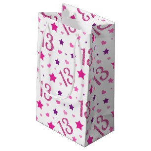 Bolsa De Regalo Pequeña décimotercero Purpurina púrpura del rosa del bol