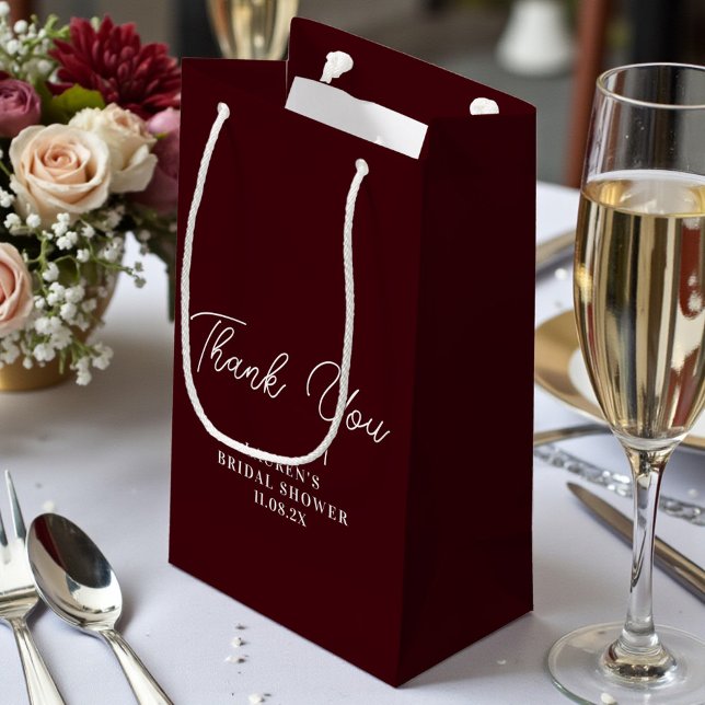 Bolsa De Regalo Pequeña Deep Burgundy Minimalist Bridal Shower Thank You (Subido por el creador)