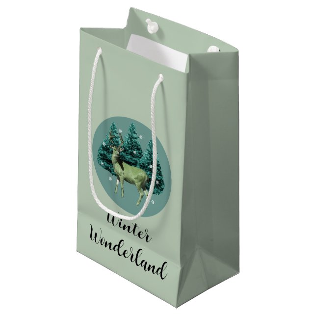 Bolsa De Regalo Pequeña Deer Winter Wonderland Gift Bag (Angulo Anverso)