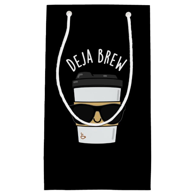 Bolsa De Regalo Pequeña Deja Brew Funny Café Pun Dark BG (Anverso)