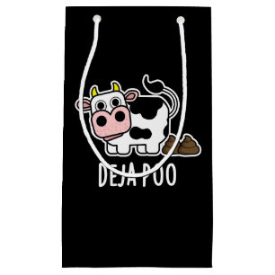 Bolsa De Regalo Pequeña Deja Poo Funny Cow Poop Pun Dark BG