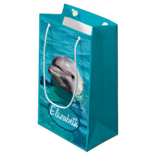 Bolsa De Regalo Pequeña Delfín en foto del agua azul