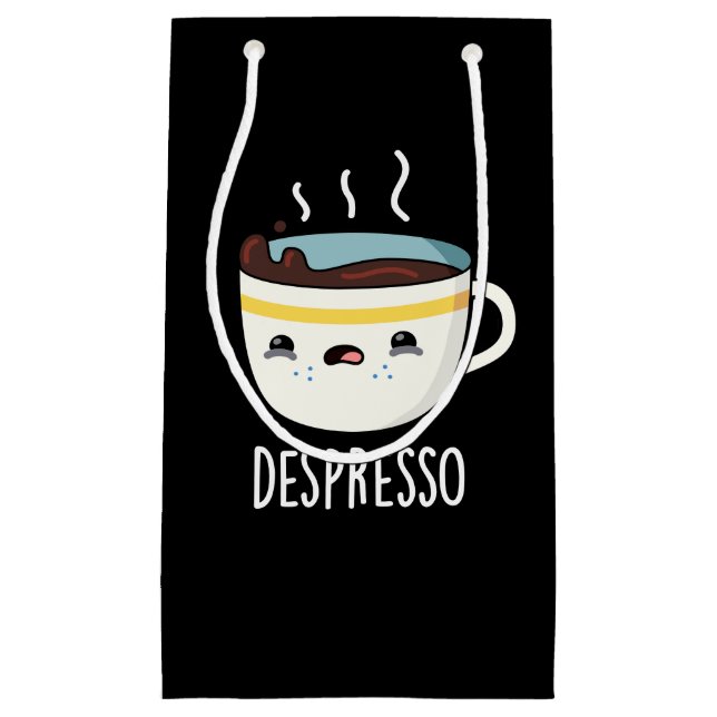 Bolsa De Regalo Pequeña Depresso Funny Sad Espresso Café Pun Dark BG (Anverso)