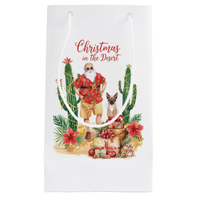 Bolsa De Regalo Pequeña Desert Christmas with Cactus Santa Claus  (Anverso)