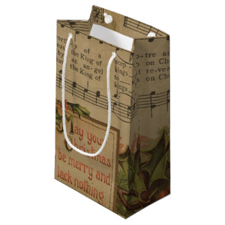 Bolsa De Regalo Pequeña Día de fiesta de la hoja de música del navidad del