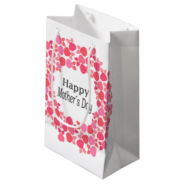 Bolsa De Regalo Pequeña Día de la Madre Bouquet rosa (Angulo Anverso)