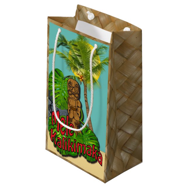 Bolsa De Regalo Pequeña Día de navidad hawaiano de Tiki Mele Kalikimaka (Angulo Anverso)