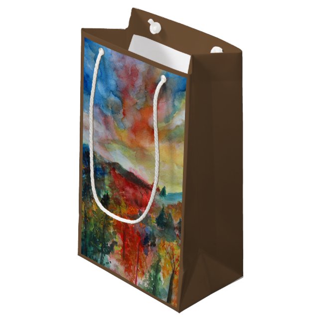 Bolsa De Regalo Pequeña Día de otoño acuarela arte paisaje Gift Bag (Angulo Anverso)
