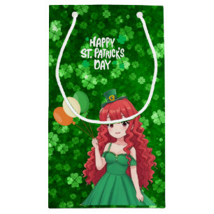 Bolsa De Regalo Pequeña Día de San Patricio linda, chica anime irlandesa